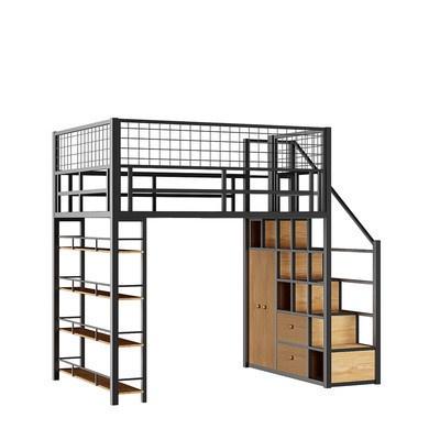 AUSITUR Wrought Iron Loft Bed Elevated Bed Space-saving Home Iron Frame Bed