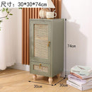 GC Rattan Bedside Table Storage Cabinet Solid Wood Bedroom Kitchen Cabinet Modern Simple