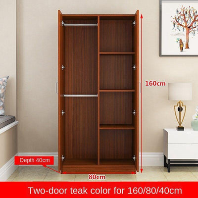 Bedroom Square Lattice Cabinet Wardrobe 140cm Small Household Load-bearing Wood 40/50 Deep Hanging