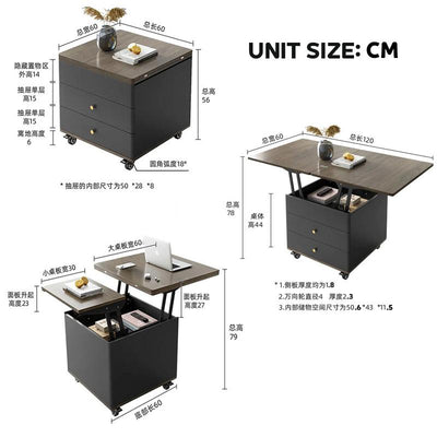 【No Installation】Small Home Lift Coffee Table Dual Purpose Nordic Style Living Room Home Retractable