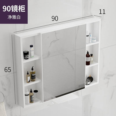 K.T Bathroom Mirror Cabinet Wall Mounted Aluminum Alloy Toilet Storage Box with Towel Rack Shelf