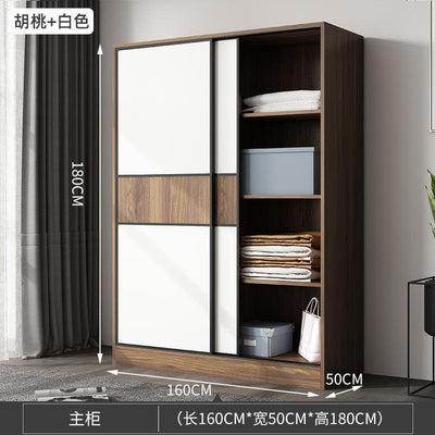 Wardrobe Nordic Bedroom Solid Wood Modern 2021 Simple Push-door Small-family Collection Large