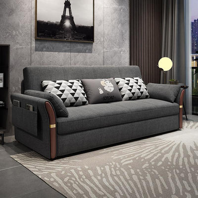 Solid Wood Multi-functional Sofa Bed Living Room Dual-use Foldable Nordic Fabric Internet Popular