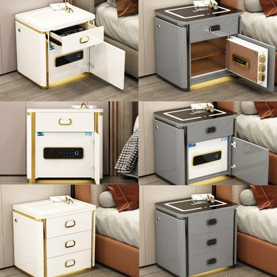 YICHANG Smart Bedside Table With Safe Box Bedside Cabinet With Safe Box Fingerprint Light / USB