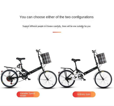 Folding 20-inch Adult Male Female Youth Student Shock Absorption Variable Speed Bicycle Small and