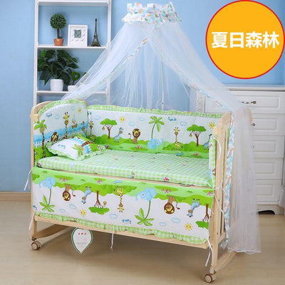 Crib Solid Wood Baby Bed Lacquerless Baby Cradle Foldable Multifunctional Desk Mobile Portable