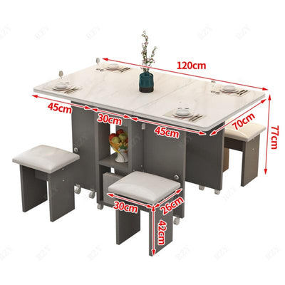 2022 Dining Table Set Marble Foldable Dining Table Movable Small House Multifunctional Combined