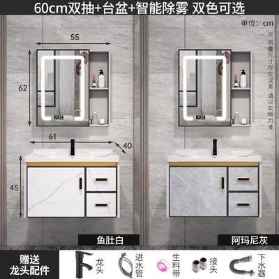 K.T Aluminum Alloy Mirror Cabinet Bathroom Cabinet Combination Small Cabinet Bathroom Integrated