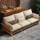 Neikia Solid Wood Sofa with Cushion Living Room Furniture New Chinese Fabric Sofa 1 2 3 Seater Sofa