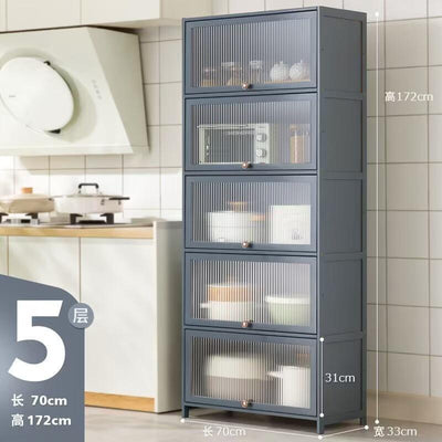 CAGK SG Stock Kitchen Cabinet Storage Multilevel Kitchen Storage Shelf Cupboard Cabinet Microwave