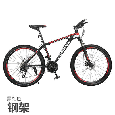 Forever Mountain Bike 26 Inch High Carbon Steel Shifting Adults Road Bike Double Disc Brakes Men's