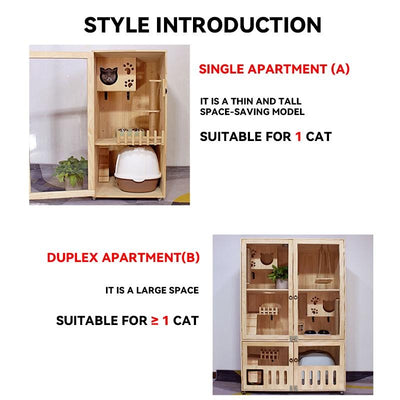 HOOOPET Cat Cage Solid Wood Cat Villa Household Luxury Three Floor Cat Cabinet Pet House