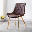 DF Upgrade Dining Chair With Gold Legs Waterproof Leather Nordic Chair Home Back Stool