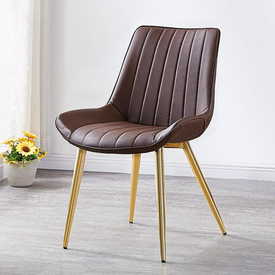 DF Upgrade Dining Chair With Gold Legs Waterproof Leather Nordic Chair Home Back Stool