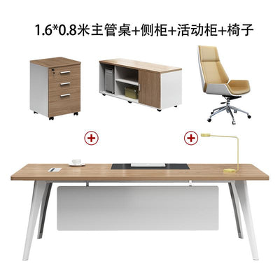 The boss's desk is simple and modern, new Chinese style office desk, single solid wood, big board,