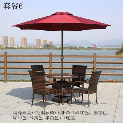 Baojing outdoor tables and chairs with umbrella courtyard leisure furniture garden iron balcony