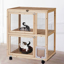 RUNPET Wooden Cat Cage Villa Solid Wood Cat House Oversized Free Space Cat Cabinet