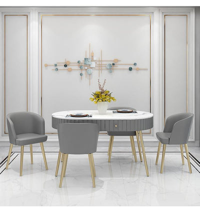 【YUEHUA】Dining table long table with drawers modern luxury table marble table flannel table chair