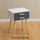 Sanson . Nordic Minimalist Solid Wood Bedside Table Retro Bedside Cabinet Japanese-style White Wax