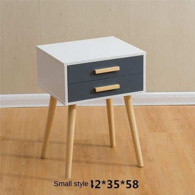 Sanson . Nordic Minimalist Solid Wood Bedside Table Retro Bedside Cabinet Japanese-style White Wax