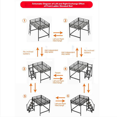 (MUWU) Iron Bed Bunk Frame Bed With Stairs Student Dormitory Bed Maximum Bearing Capacity 400kg