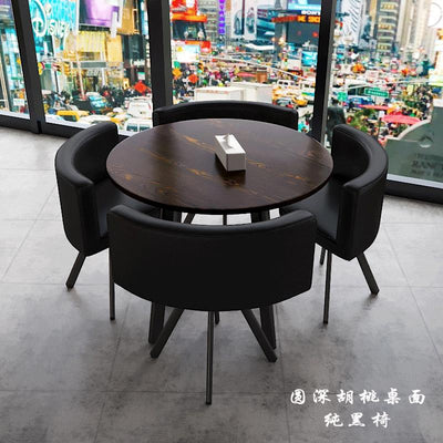 (MUWU) Simple Negotiation Stoic Table and Chair Combination 4 People Leisure Creative Reception Net