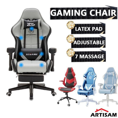 ARTISAM Massage Gaming Chair Rotating Armrest Computer Chair With Footrest Office Chair