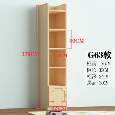 Book Shelf Solid Wood Bookshelf Cabinet Modern Simple Floor Bookcase Shelf Log Pine With Door Bay