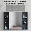 K.T Bathroom Mirror Cabinet Wall Mounted Aluminum Alloy Toilet Storage Box with Towel Rack Shelf