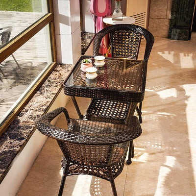 Mingran furniture rattan chair three piece set balcony small table chair tea table chair combination