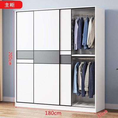 Modern Minimalist Wardrobe Home Bedroom Sliding Door Locker Large Capacity Solid Wood