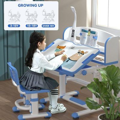 HOUMASH Children Ergonomic Study Table Desk and Chair Set / Height Adjustable Kids Study Table