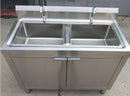 Kitchen 304 Stainless Steel Floor-mounted Integrated Dish Washing Basin Sink Cabinet with Operating