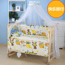 Crib Solid Wood Baby Bed Lacquerless Baby Cradle Foldable Multifunctional Desk Mobile Portable