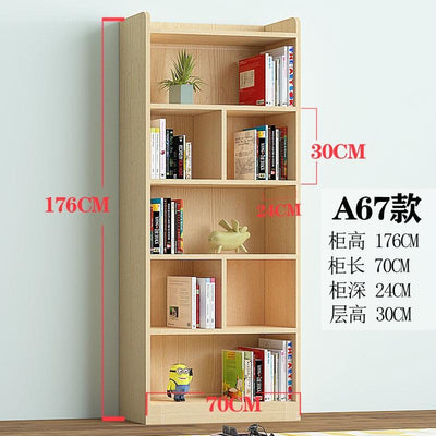 Book Shelf Solid Wood Bookshelf Cabinet Modern Simple Floor Bookcase Shelf Log Pine With Door Bay