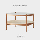 Solid Wood Small Round Table Japanese Style Living Room Rattan Round Glass Coffee Table——japanese