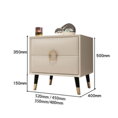 Nordic White Wax Solid Wood Bedside Table Custom-made Modern Leather Storage Cabinet with Ins Style