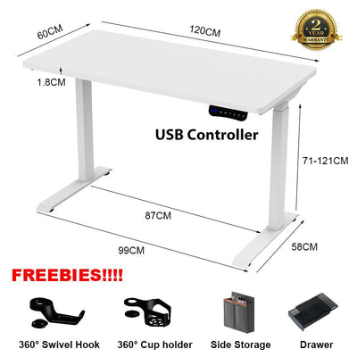 OROR Standing Desk 120cm Height Adjustable Table 4 Memory Height Ergonomic Office Table