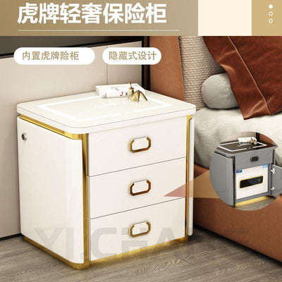 YICHANG Smart Bedside Table With Safe Box Bedside Cabinet With Safe Box Fingerprint Light / USB