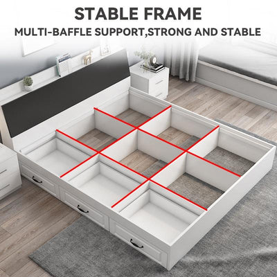 YICHANG Bed Frame With Storage Bed Wood Single Bed Frame 1.2m/1.5m /1.8m Small Family