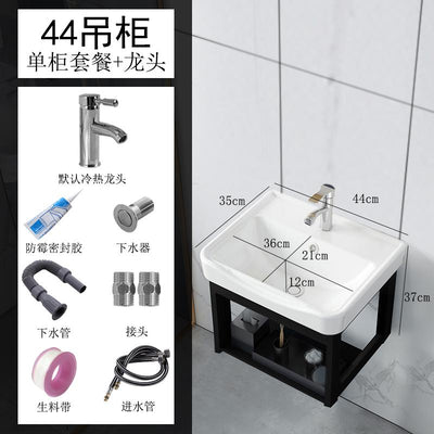 Family Small Toilet Basin Cabinet Combination Wall Mounted Ceramic Washstand Mini Balcony Simple