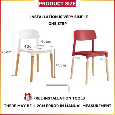 【BUY 3 GET 1 FREE】Nordic Plastic Chair | PP Material Dining Chair | Plastic Stool | Backrest