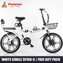 Phoenix Foldable Bicycle 7-speed Variable Speed Folding Bike High Carbon Steel Double Disc Brake