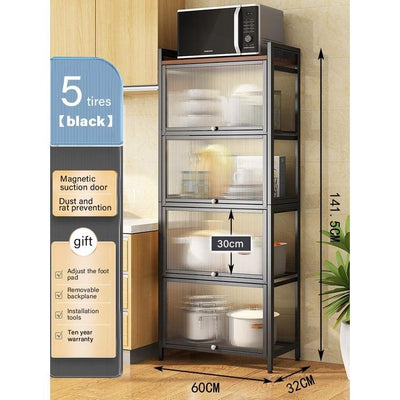 CAGK Kitchen Rack Storage Cabinet With Door Floor-standing Multi-layer Microwave Oven Pot Rack