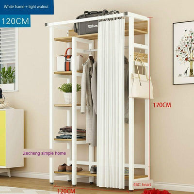 Clothes Rack Shoe Curtain With Family Clothes Rack Plus Wide Wardrobe Bedroom Multi-functional