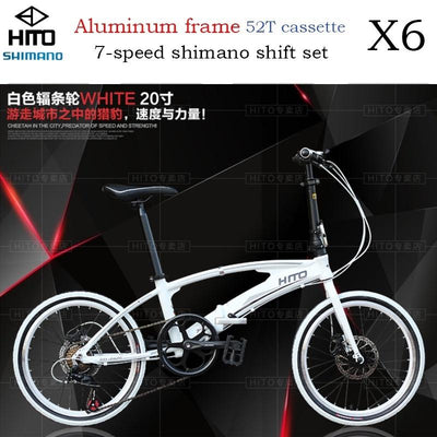 Hito X6 Foldable Bicycle Shimano 7-speed 20/22 inch Folding Bicycle Aluminum Frame Ultra Light 52T