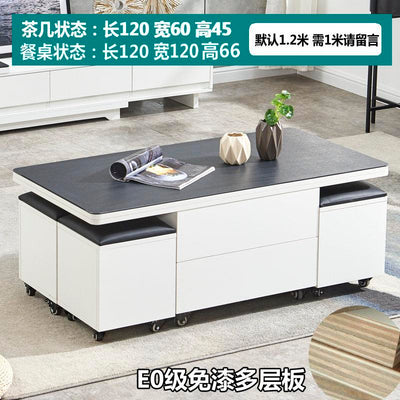 Lifting Modern Simple Small Family Folding Retractable Storage Pyrophyllite Coffee Table Dual