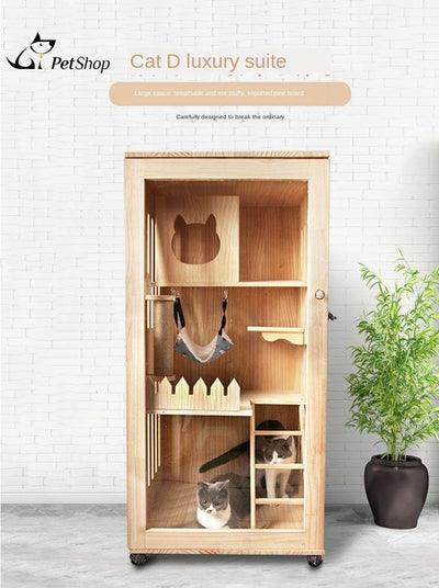 RUNPET Indoor Solid Wood Villa Cabinet Household Double Three Layer Cage Delivery Room Breeding Nest