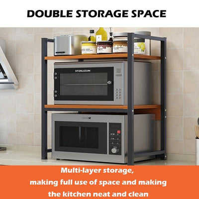 Kitchen Rack 2-3 Layers Of Metal Spice Storage Rack Load-bearing 100kg Home Microwave Oven Shelve