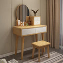 Orange Nordic Solid Wood Dressing Table with Light and Mirror Integrated Modern Simple Small Bedroom